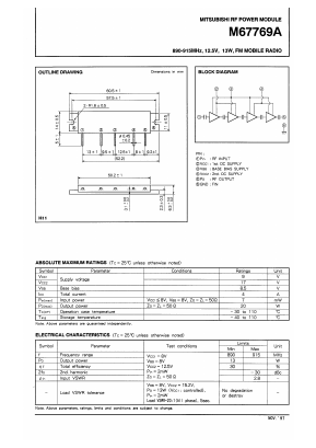 M67769A Datasheet PDF MITSUBISHI ELECTRIC 