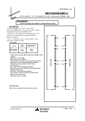 MH16S64BAMD Datasheet PDF MITSUBISHI ELECTRIC 