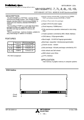 MH16S64PFC-7 Datasheet PDF MITSUBISHI ELECTRIC 