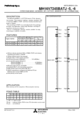 MH16V7245BATJ-6 Datasheet PDF MITSUBISHI ELECTRIC 