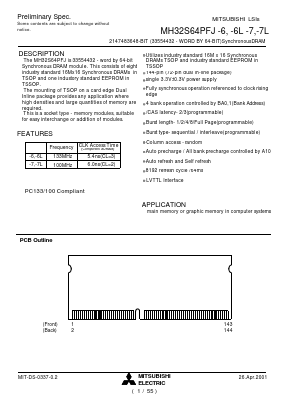 MH32S64PFJ-7L Datasheet PDF MITSUBISHI ELECTRIC 