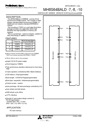 MH8S64BALD-8 Datasheet PDF MITSUBISHI ELECTRIC 