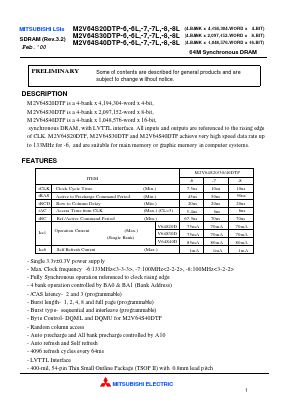 M2V64S20DTP Datasheet PDF MITSUBISHI ELECTRIC 