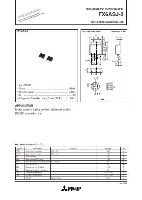 FX6ASJ-2 Datasheet PDF MITSUBISHI ELECTRIC 