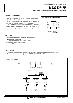 M62343P Datasheet PDF MITSUBISHI ELECTRIC 