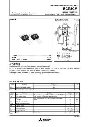 BCR8CM Datasheet PDF MITSUBISHI ELECTRIC 