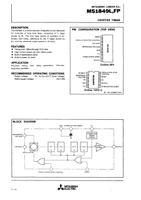 M51849 Datasheet PDF MITSUBISHI ELECTRIC 