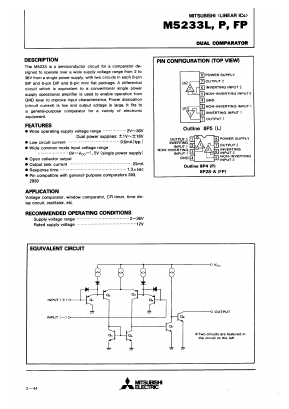 M5233 Datasheet PDF MITSUBISHI ELECTRIC 
