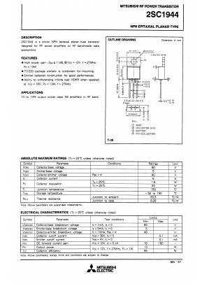 2SC1944 Datasheet PDF MITSUBISHI ELECTRIC 