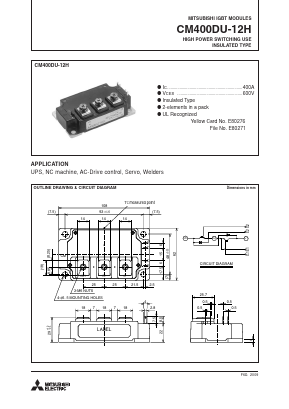 CM400DU-12H Datasheet PDF MITSUBISHI ELECTRIC 