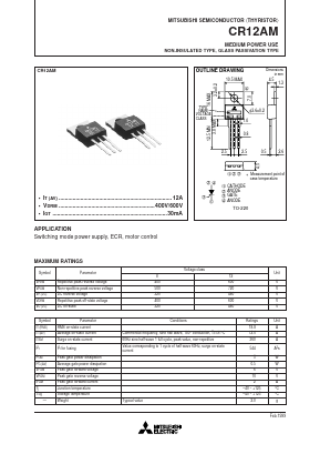 CR12AM Datasheet PDF MITSUBISHI ELECTRIC 