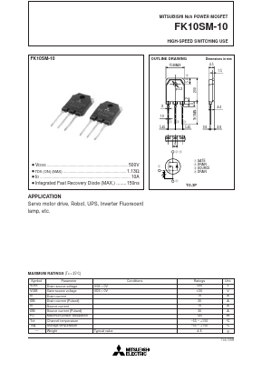 FK10SM-10 Datasheet PDF MITSUBISHI ELECTRIC 