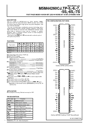 M5M44260CJ Datasheet PDF MITSUBISHI ELECTRIC 