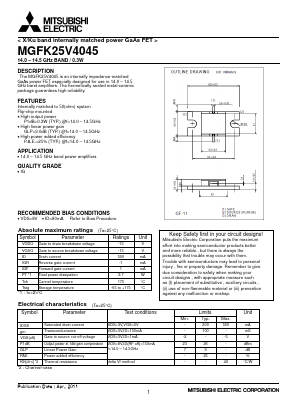MGFK25V4045 Datasheet PDF MITSUBISHI ELECTRIC 