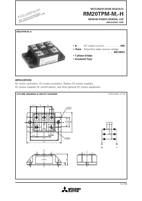 RM20TPM-M Datasheet PDF MITSUBISHI ELECTRIC 