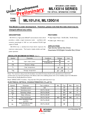 ML101J14 Datasheet PDF MITSUBISHI ELECTRIC 