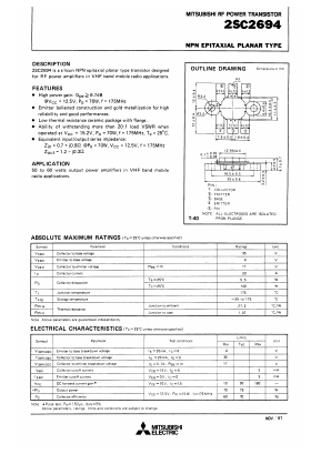 2SC2694 Datasheet PDF MITSUBISHI ELECTRIC 