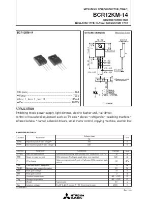 BCR12KM-14 Datasheet PDF MITSUBISHI ELECTRIC 