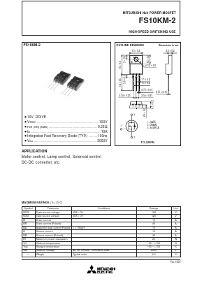 FS10KM-2 Datasheet PDF MITSUBISHI ELECTRIC 