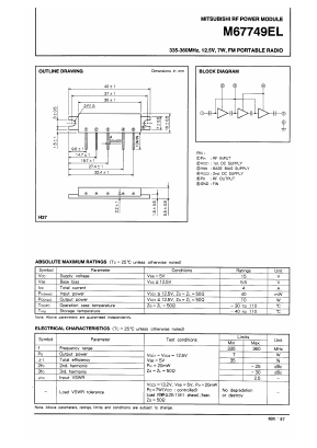 M67749 Datasheet PDF MITSUBISHI ELECTRIC 