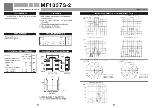 MF1037S-2 Datasheet PDF MITSUBISHI ELECTRIC 