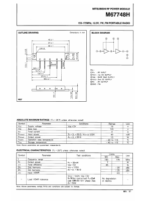 M67748H Datasheet PDF MITSUBISHI ELECTRIC 