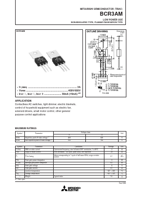 BCR3AM Datasheet PDF MITSUBISHI ELECTRIC 