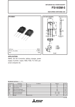 FS16SM-5 Datasheet PDF MITSUBISHI ELECTRIC 