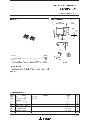 FK10VS-10 Datasheet PDF MITSUBISHI ELECTRIC 