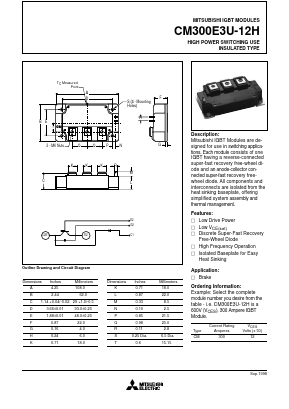 CM300E3U-12H Datasheet PDF MITSUBISHI ELECTRIC 