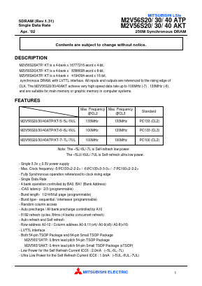 M2V56S20ATP-5 Datasheet PDF MITSUBISHI ELECTRIC 