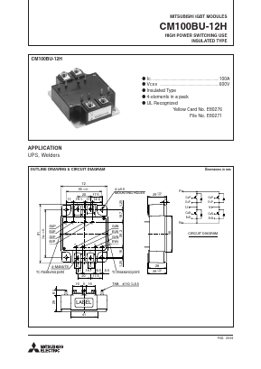 CM100BU-12H Datasheet PDF MITSUBISHI ELECTRIC 