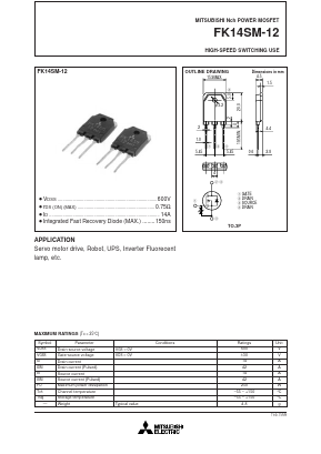 FK14SM-12 Datasheet PDF MITSUBISHI ELECTRIC 