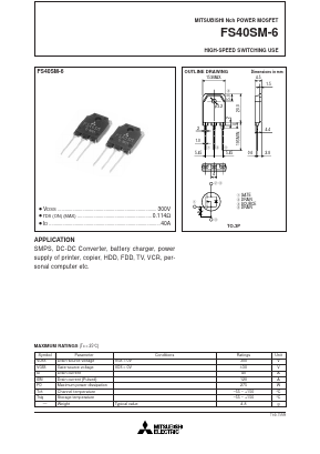 FS40SM-6 Datasheet PDF MITSUBISHI ELECTRIC 