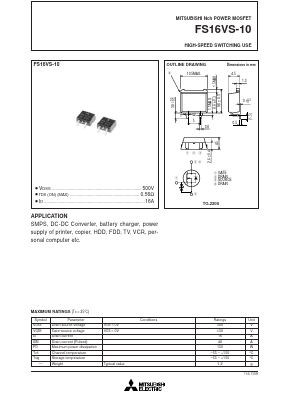 FS16VS-10 Datasheet PDF MITSUBISHI ELECTRIC 