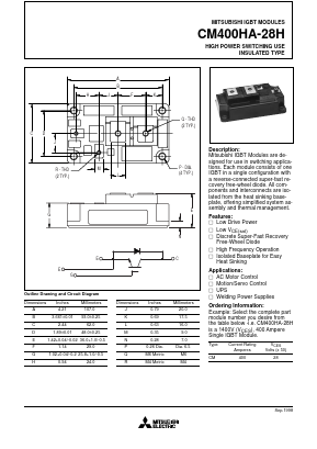 CM400HA-28H Datasheet PDF MITSUBISHI ELECTRIC 