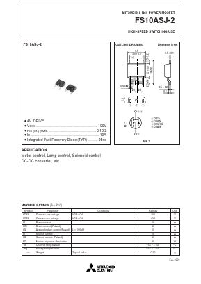 FS10ASJ-2 Datasheet PDF MITSUBISHI ELECTRIC 