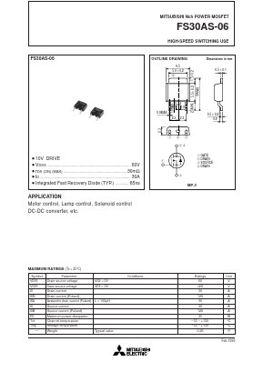 FS30AS-06 Datasheet PDF MITSUBISHI ELECTRIC 