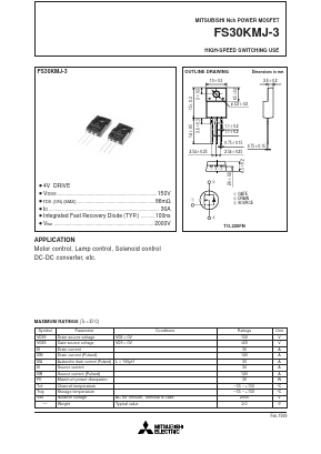 FS30KMJ-3 Datasheet PDF MITSUBISHI ELECTRIC 