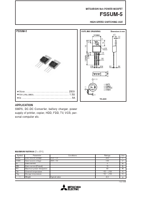 FS5UM-5 Datasheet PDF MITSUBISHI ELECTRIC 