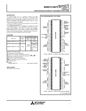 M5M51016BRT-12VL-I Datasheet PDF MITSUBISHI ELECTRIC 