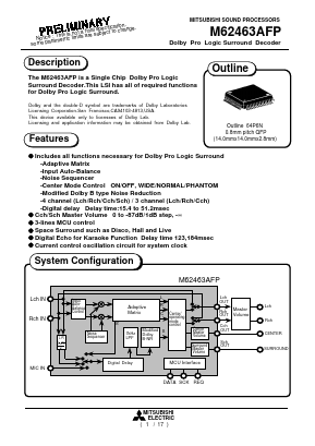 M62463AFP Datasheet PDF MITSUBISHI ELECTRIC 