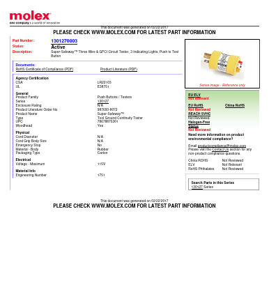 1301270003 Datasheet PDF Molex Connectors