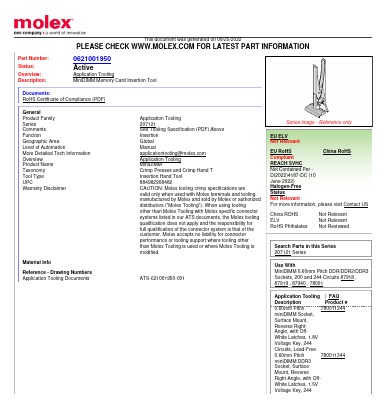 0621001950 Datasheet PDF Molex Connectors