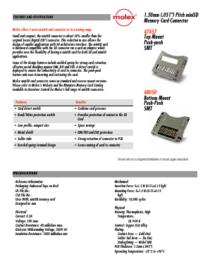 48050-0001 Datasheet PDF Molex Connectors