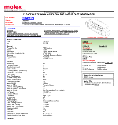 53261-0671 Datasheet PDF Molex Connectors