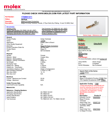 172063-1311 Datasheet PDF Molex Connectors