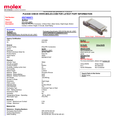 52746-0671 Datasheet PDF Molex Connectors