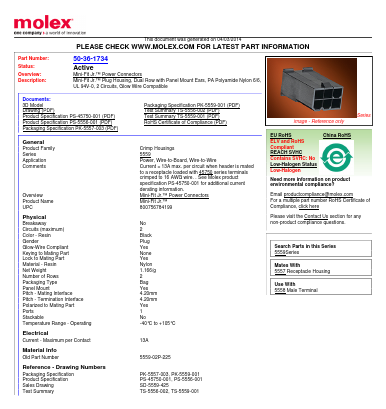 50-36-1734 Datasheet PDF Molex Connectors