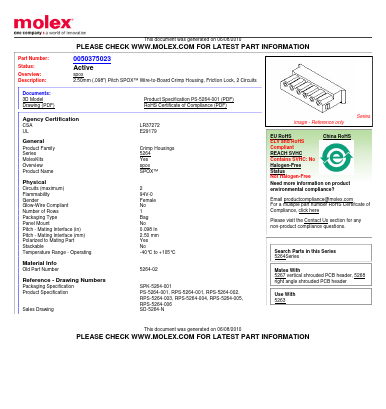 5264-02 Datasheet PDF Molex Connectors